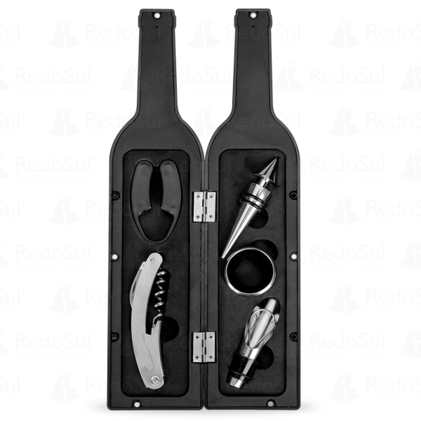 Kit Vinho Personalizado Formato Garrafa com 5 Peças Kit Vinho Personalizado Formato Garrafa com 5 Peças